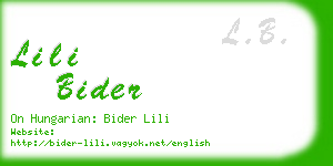 lili bider business card